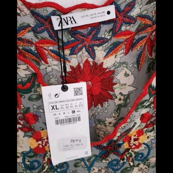 Zara Floral Maxi Dress in Sage Green with Red Embroidery - Picture 6 of 7